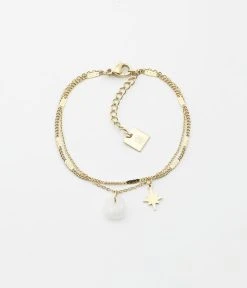 Bracelet Manuréva (Acier Doré) 15 Bracelet Manuréva (Acier Doré) -Zagbijoux Boutique bracelet manureva acier dore agate blanche