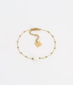 Bracelet Pablo (Acier Doré) -Zagbijoux Boutique bracelet pablo acier dore agate blanche