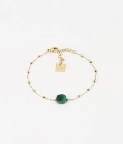 Bracelet Pablo (Acier Doré) -Zagbijoux Boutique bracelet pablo acier dore malachite