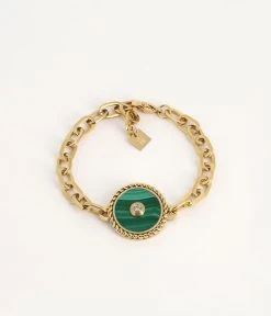 Bracelet Roman (Acier Doré) 10 Bracelet Roman (Acier Doré) -Zagbijoux Boutique bracelet roman acier dore malachite