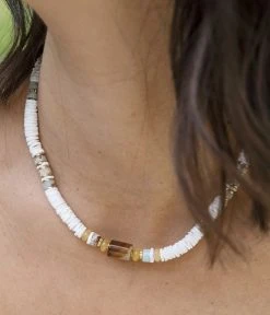 Collier Miwanda (Acier Doré) -Zagbijoux Boutique collier miwanda acier dore marron