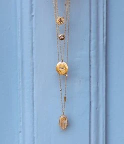 Collier Osiris (Acier Doré) -Zagbijoux Boutique collier osiris collier isis sautoir hand